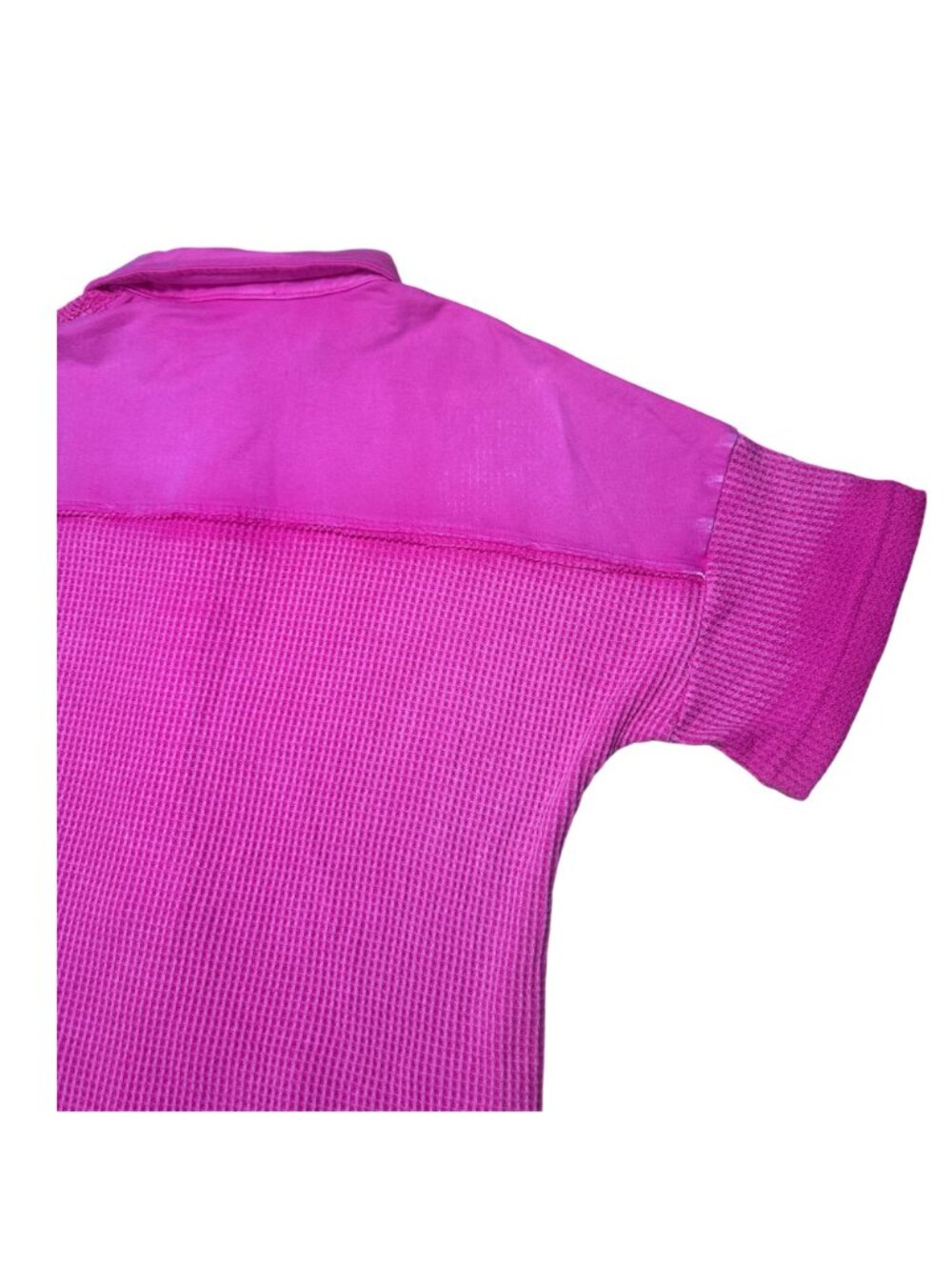 BIBI Dress XL Pink Washed Fuchsia Waffle Knit Polo Patch Pocket Y2K Minimalist - Picture 7 of 8